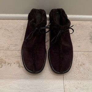 Anne Klein Dark Brown Suede Faux-Fur Moccasin Boots